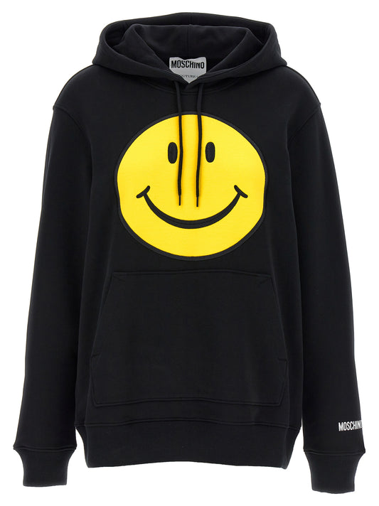 Sweatshirt Hoodie by Moschino for women in cotton black features a edgy silhouette, detailed with a edgy hooded neckline and for a refined finish.
