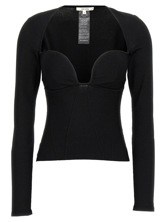 Nensi Dojaka Black Viscose Tank Tops