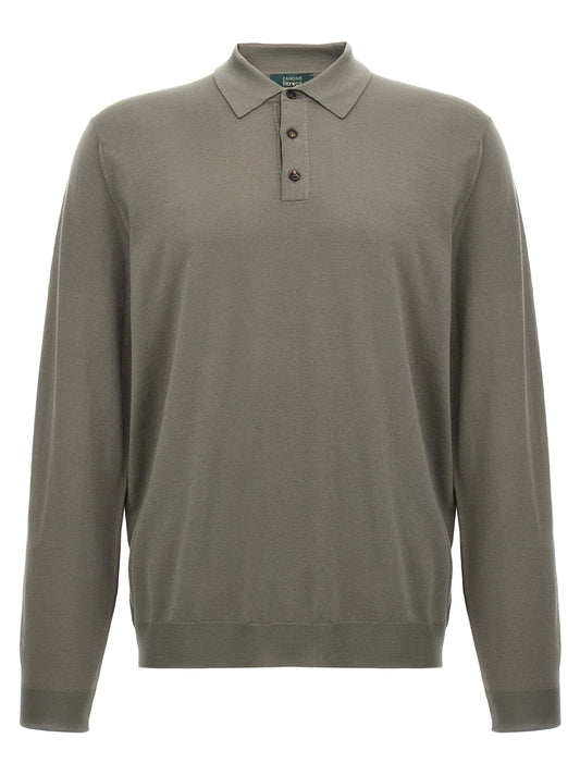 ZANONE Gray Virgin Wool Polo Shirt