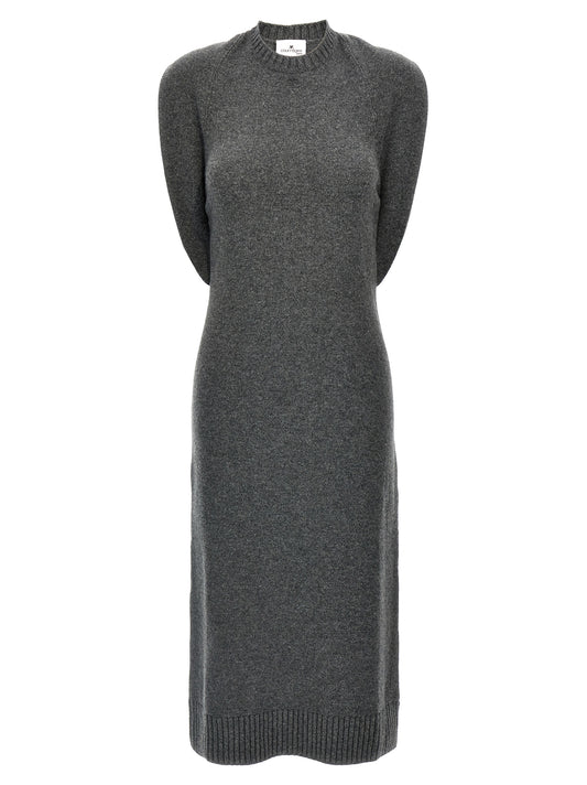 Dress by Courrèges for women in wool gray features an cute silhouette, detailed with a sleeveless and crew neckline that elegantly flows into a cute midi.