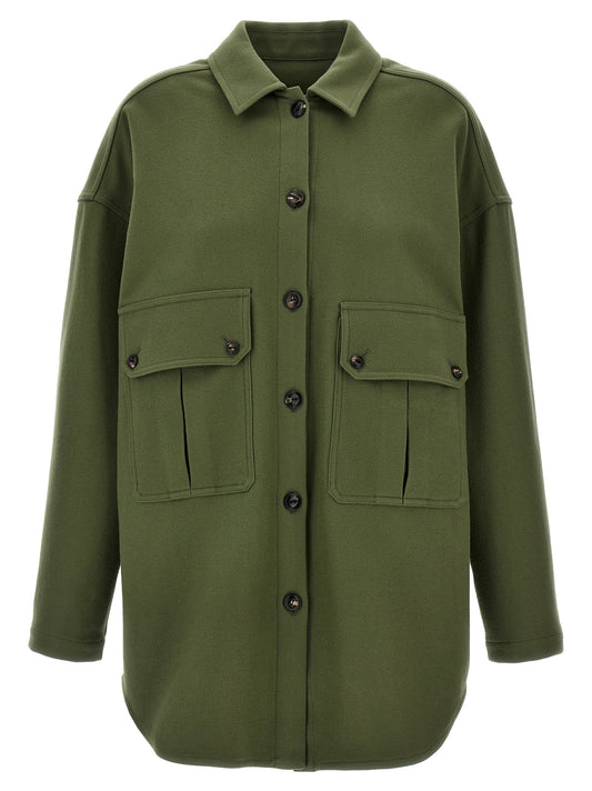 Overshirt by Fortela for women in virgin wool bicolour & green presents a discerning silhouette, showcasing a sophisticated and long-sleeve for a truly discerning finish.
