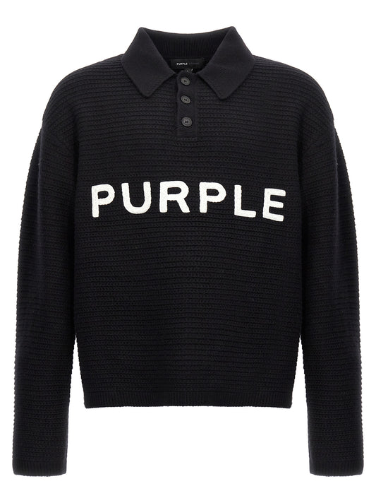 PURPLE Black Wool Cardigan