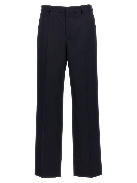 Casual Pants by CELLAR DOOR for men in polyethylene & cotton blue features an refined tailoring silhouette, showcasing a premium straight-leg with a and long cut for a refined tailoring look.
