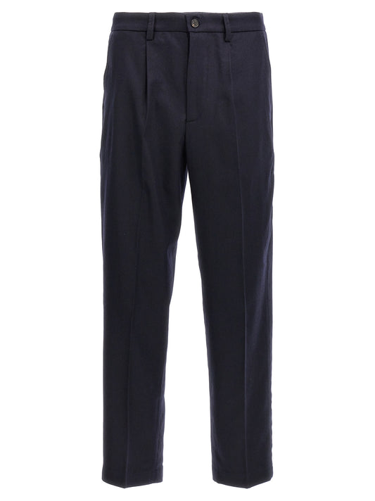 Trousers by Department 5 for men in cashmere wool & nylon blue features an on trend silhouette, showcasing a sophisticated with a long and for an on trend finish.