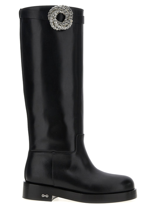 Over-The-Knee Boots by MACH & MACH for women in calfskin leather black showcases a impeccable silhouette as Women's Calfskin Leather Over-The-Knee Boots, artfully defined by a impeccable and a impeccable .