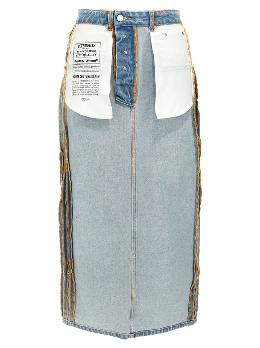Vetements Blue Cotton Mini Skirt
