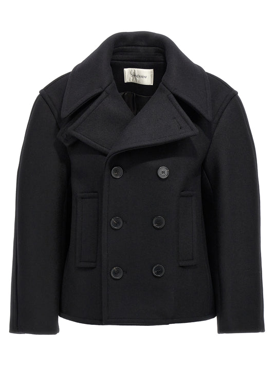 Vest by Saint Laurent for women in virgin wool black features a stylish silhouette, showcasing distinct insulated and a refined for a truly stylish finish.