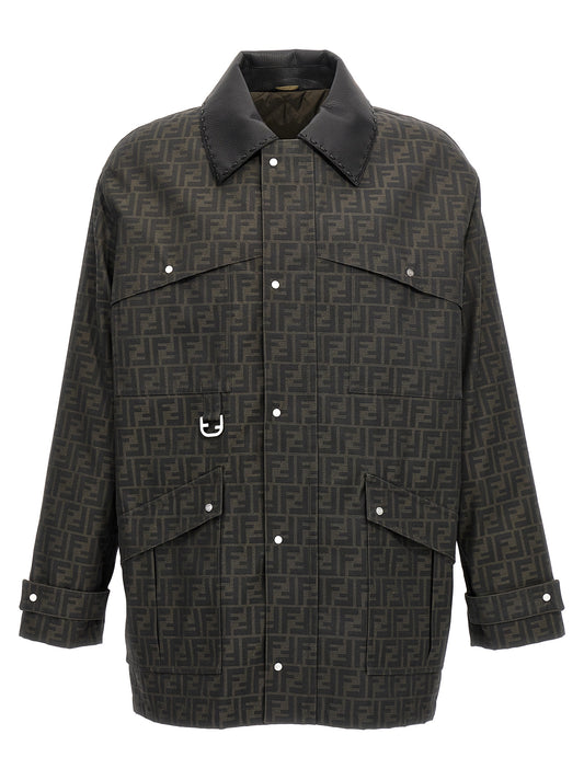 Fendi Brown Polyester Full-Length Jacket