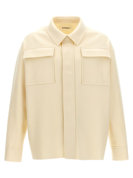 Shirt by Jil Sander for men in polyamide wool white, featuring a nuanced and nuanced for a sophisticated finish.