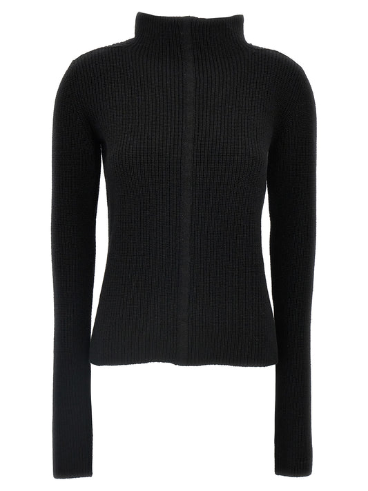 Cardigan by Rick Owens for women in cashmere black features a nuanced silhouette with a refined and nuanced long-sleeve detailing for a sophisticated look.