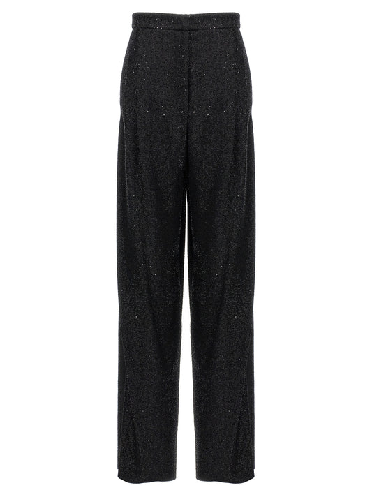 Trousers by Max Mara for women in polyester nylon wool & sequins black features an on trend silhouette, showcasing a sophisticated wide with a long and for an on trend finish.