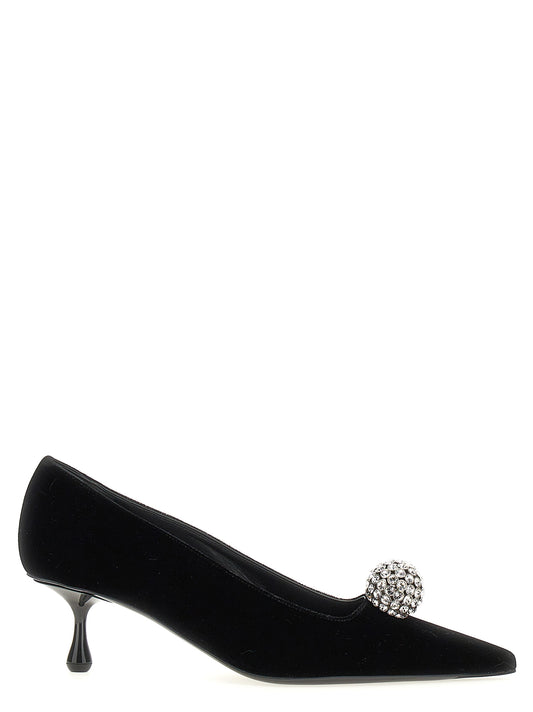 Jimmy Choo Black Textile Mid Heel Pumps