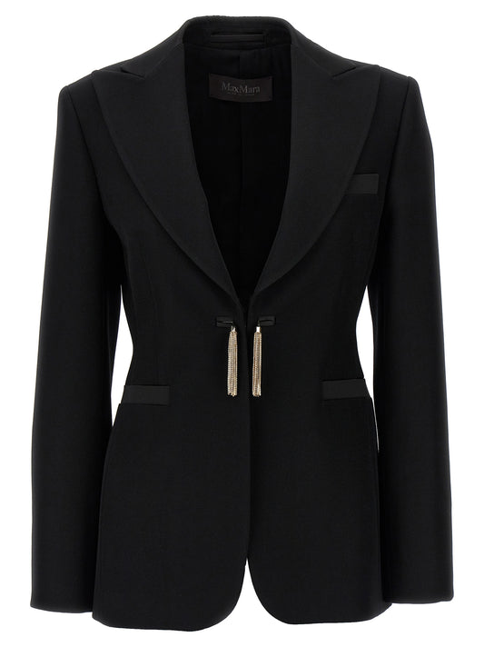 Blazer by Max Mara for women in virgin wool black features an crisp silhouette with sophisticated and a crisp for a truly crisp finish.