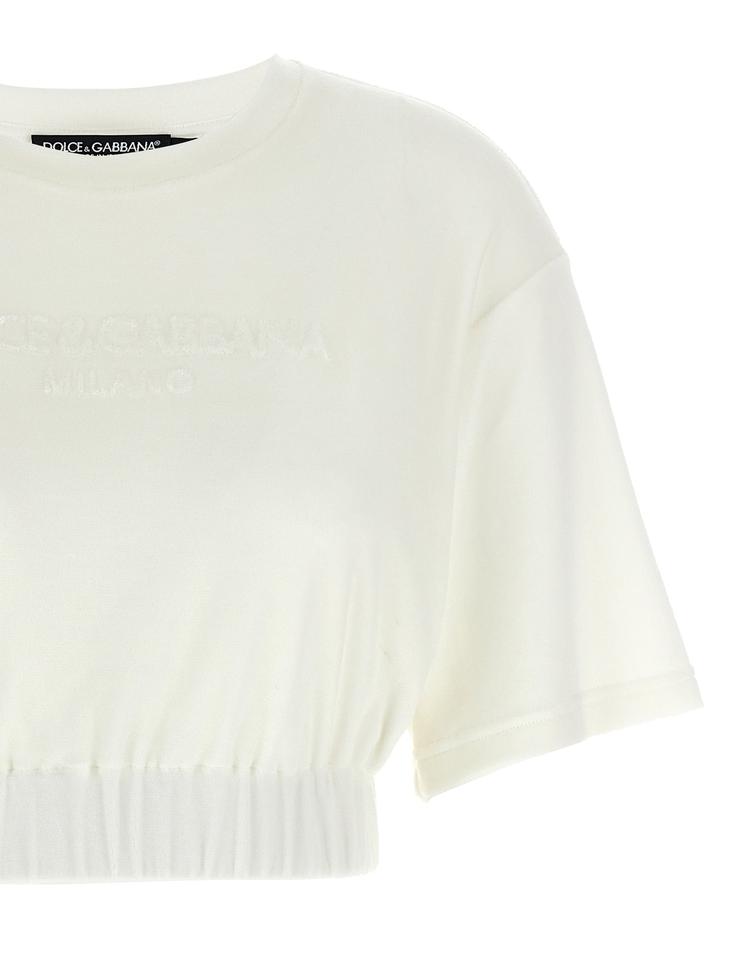 T-Shirt by Dolce & Gabbana for women in polyamide cotton white features a plush silhouette, showcasing a sophisticated crew neckline and for a truly plush finish.