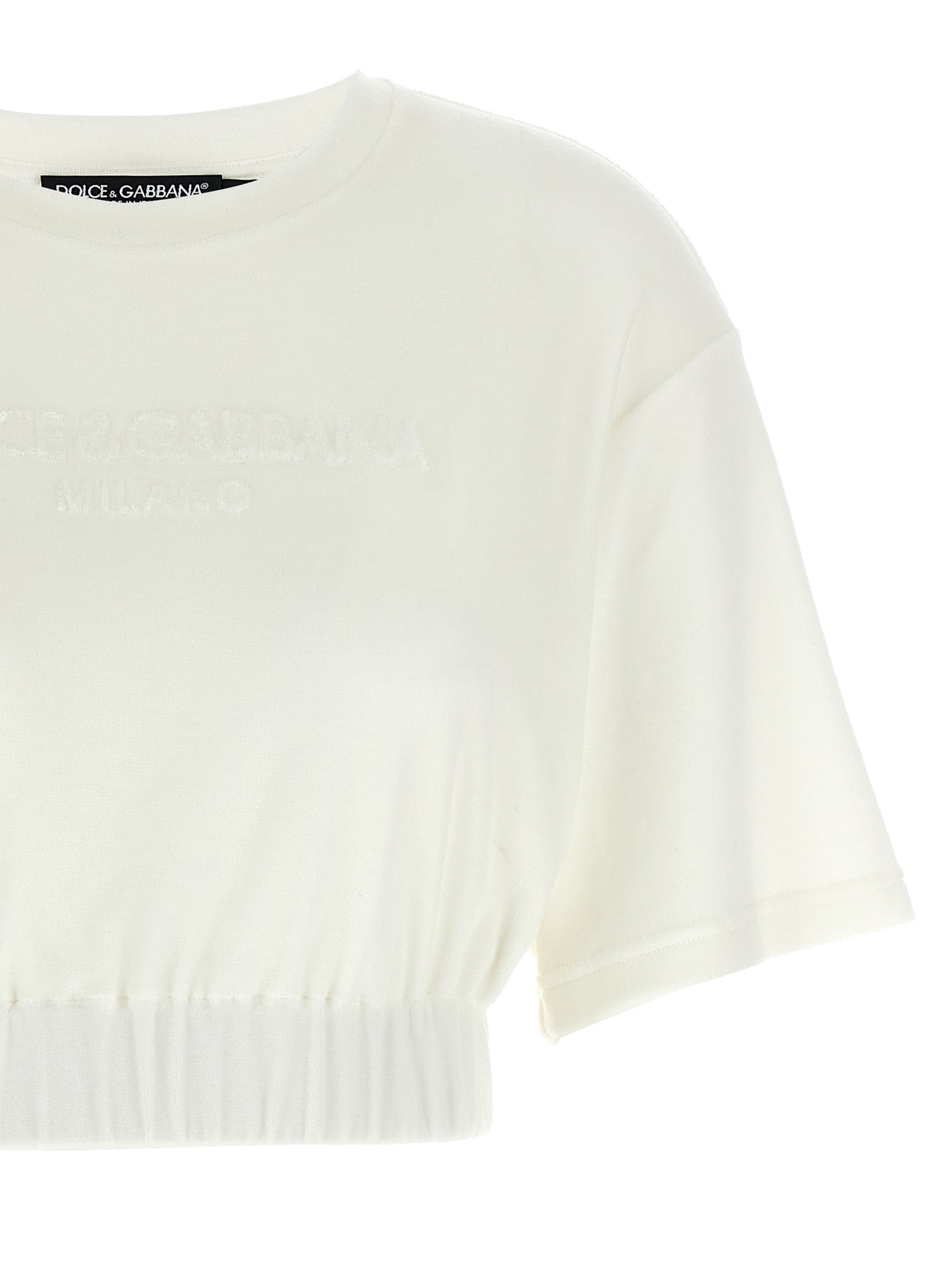 T-Shirt by Dolce & Gabbana for women in polyamide cotton white features a plush silhouette, showcasing a sophisticated crew neckline and for a truly plush finish.
