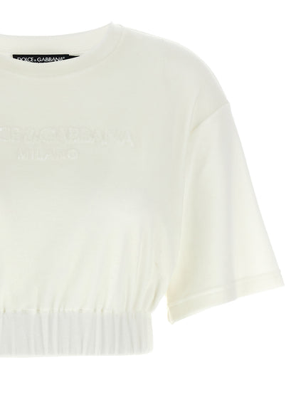 T-Shirt by Dolce & Gabbana for women in polyamide cotton white features a plush silhouette, showcasing a sophisticated crew neckline and for a truly plush finish.