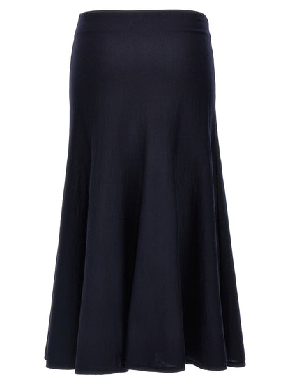 Khaite Blue Wool Midi Skirt