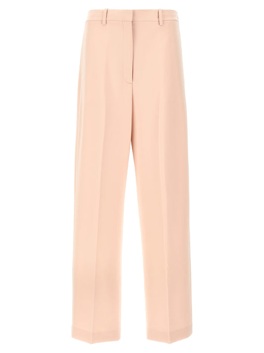 Trousers by Theory for women in polyester multicolor & pink features an sartorial silhouette, showcasing a precise straight-leg and long with a sartorial for a refined look.