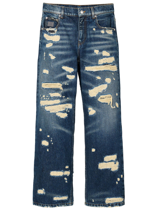 Jeans by Marc Jacobs for women in denim cotton blue presents a tailored silhouette, showcasing a tailored straight-leg & wide and long cut with a refined for a truly tailored aesthetic.