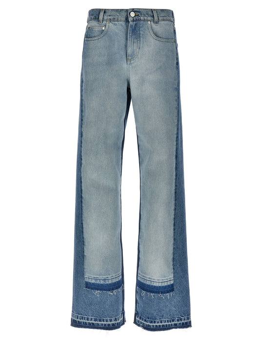 Jeans by Stella McCartney for women in denim cotton light-blue features a polished silhouette with a polished straight-leg & wide, reaching a polished long and finished with a polished high rise.