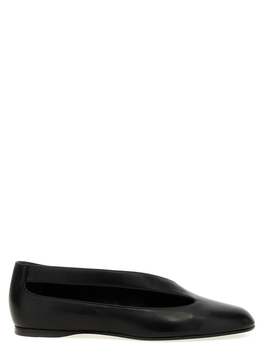 Ballet Flat Shoes by Khaite for women in nappa lamb leather black showcases a resplendent Women's Nappa Lamb Leather Ballet Flat Shoes aesthetic with a and almond toe style.