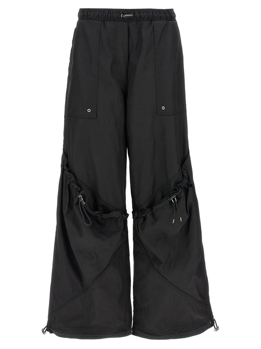 Casual Pants by The Attico for women in nylon & polyester black features a polished silhouette with a polished oversized, reaching a polished long and finished with a polished .