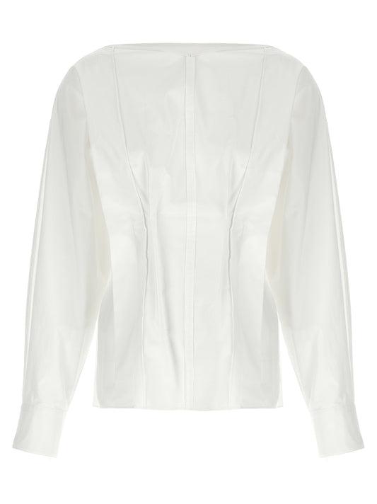 Blouse by Khaite for women in cotton white presents a discerning silhouette, showcasing a sophisticated v-neck neckline and for a truly discerning finish.