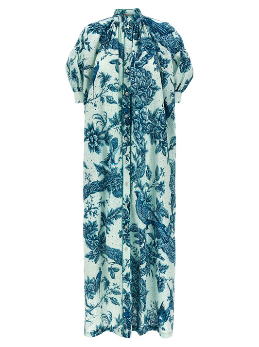 Dress by F.R.S. - FOR RESTLESS SLEEPERS for women in cotton satin multicolor, floral & print features an cute silhouette, detailed with a and mandarin neckline that elegantly flows into a cute maxi short long.
