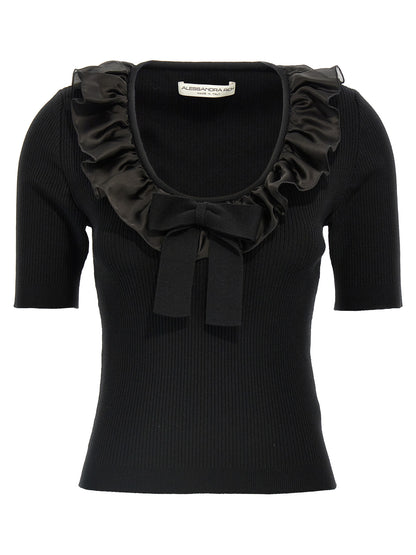 Alessandra Rich Black Wool T-Shirt