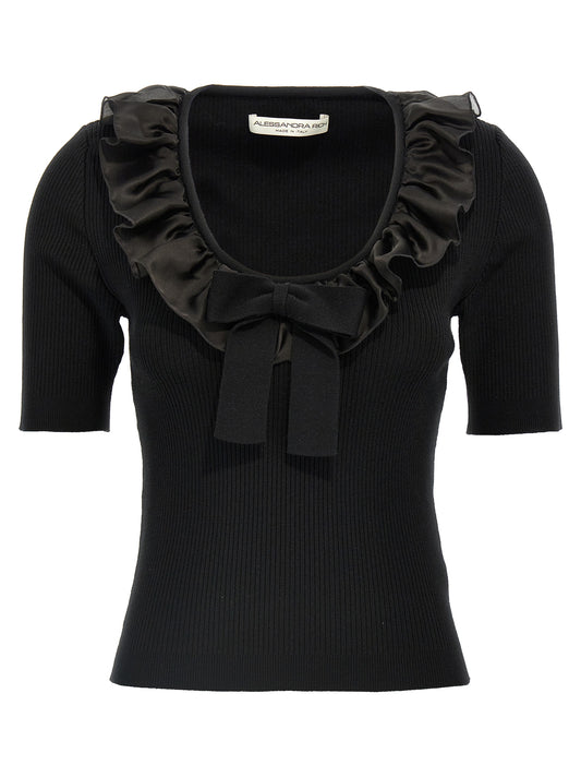 Alessandra Rich Black Wool T-Shirt