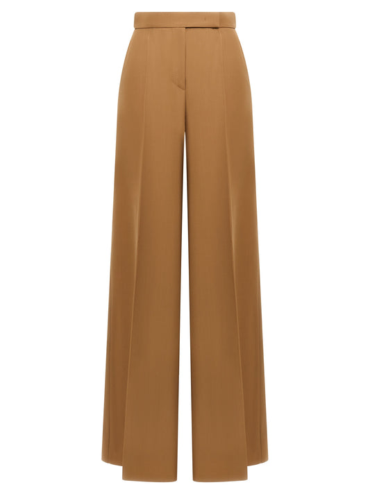 Casual Pants by Max Mara for women in virgin wool brown features an sophisticated high rise and wide with a precise long, creating a sophisticated and sophisticated silhouette.