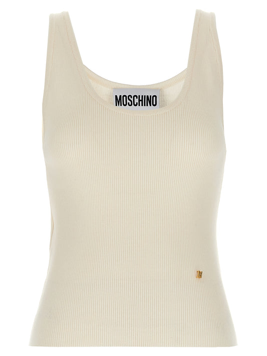 Moschino White Virgin Wool Sleeveles T-Shirt