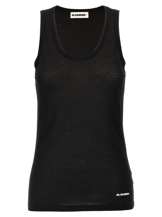 Jil Sander Black Cotton Sleeveles T-Shirt