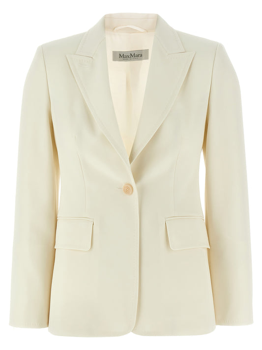 Blazer by Max Mara for women in virgin wool white showcases a polished silhouette, highlighted by a refined and polished for a sophisticated finish.