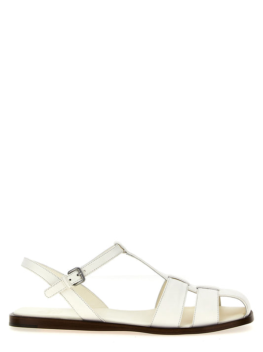 Church's White Lamb Leather Flat Sandals
