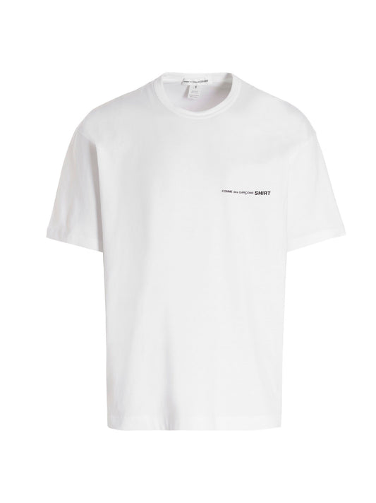 T-Shirt by Comme Des Garçons for men in cotton white features an edgy silhouette, meticulously detailed with a sophisticated short-sleeve and crew neckline for a truly edgy finish.