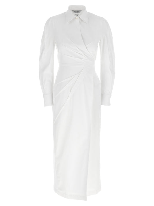 Dress by Max Mara for women in stretch cotton twill white features an magnificent silhouette, artfully detailed with a magnificent and long-sleeve that flows into an magnificent maxi long.