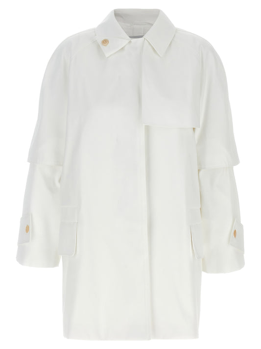 Trench Coat by Max Mara for women in cotton white showcases a contemporary silhouette, detailed with a contemporary shirt-collar neckline and distinctive water-resistant & pockets for a truly contemporary finish.