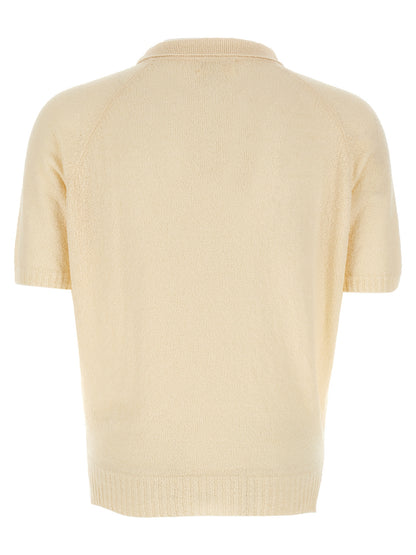 Polo Shirt by MA'RY'YA for men in polyamide modacrylic & cotton white presents a distinguished silhouette, showcasing a sophisticated and distinguished for a truly distinguished finish.