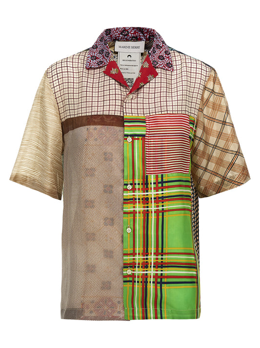 Blouse by Marine Serre for women in silk multicolor & patchwork showcases a sublime silhouette, artfully detailed with a sublime and short-sleeve for a sophisticated, sublime finish.