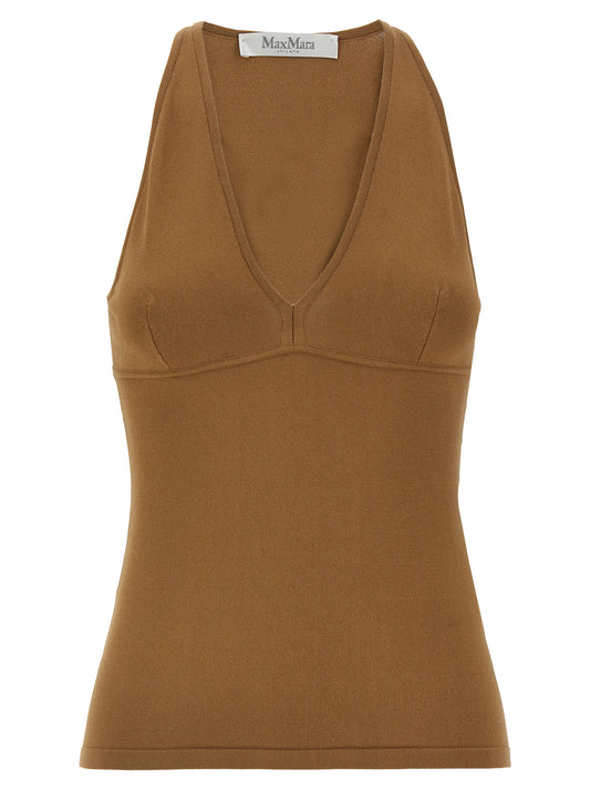 Max Mara Brown Viscose Sleeveles T-Shirt