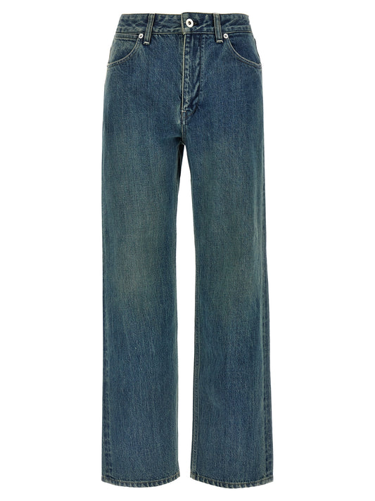 Jeans by Jil Sander for women in cotton denim blue features a polished silhouette with a polished straight-leg & slim, reaching a polished long and finished with a polished .
