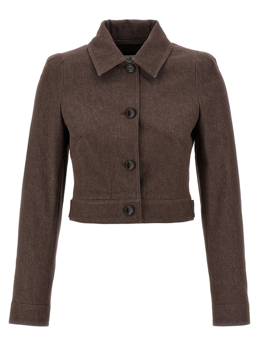 Blazer by Max Mara for women in denim cotton brown showcases a polished silhouette, highlighted by a refined and polished for a sophisticated finish.