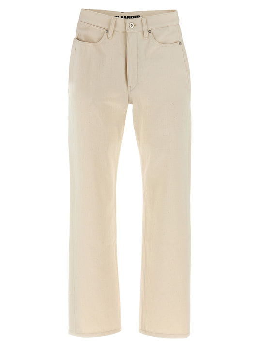 Jeans by Jil Sander for women in cotton denim beige features an refined tailoring silhouette, showcasing a premium cropped with a high rise and cropped cut for a refined tailoring look.