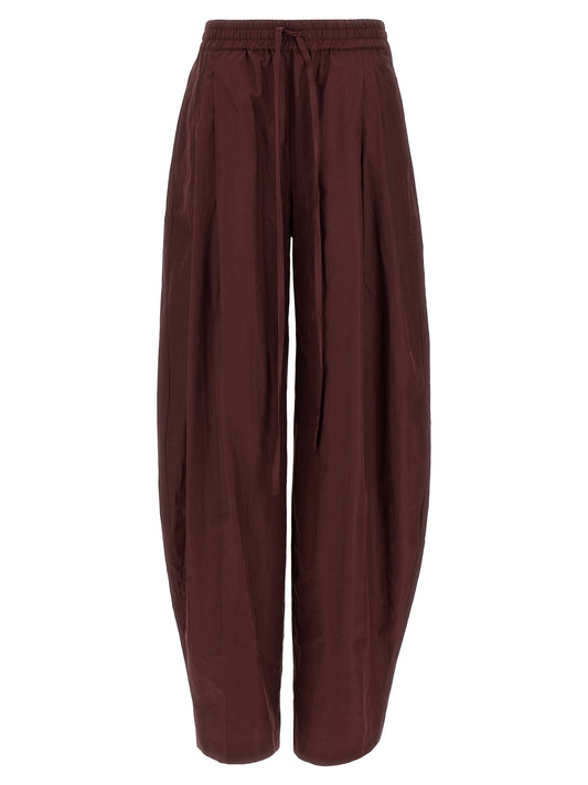 Casual Pants by The Andamane for women in cotton polyester bordeaux features an sophisticated low rise and flared with a precise long, creating a sophisticated and sophisticated silhouette.