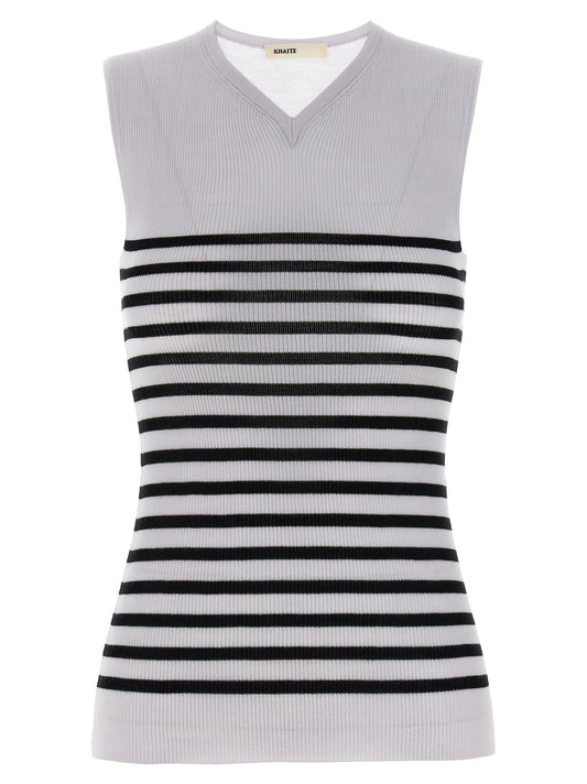 Khaite Bicolor Wool Sleeveles T-Shirt