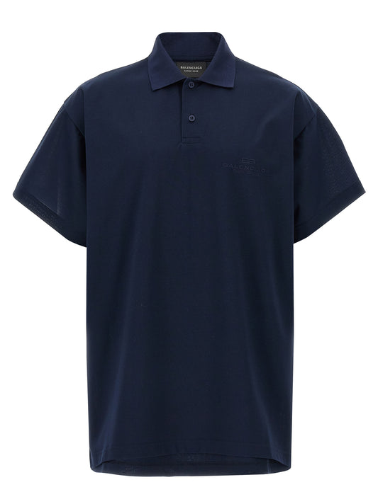 Balenciaga Blue Cotton Polo Shirt