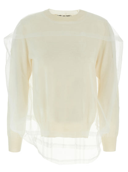 Comme Des Garçons White Wool Cardigan