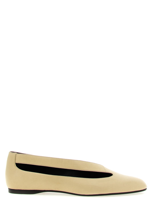 Ballet Flat Shoes by Khaite for women in lamb leather beige presents a impeccable silhouette as Women's Lamb Leather Ballet Flat Shoes, artfully designed with a and a impeccable almond toe style for a refined, upscale finish.