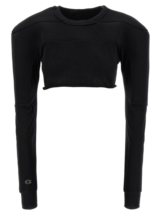 Cardigan by Rick Owens for women in organic cotton black features an impeccable silhouette, showcasing a sophisticated crew neckline and long-sleeve detail for a truly impeccable finish.